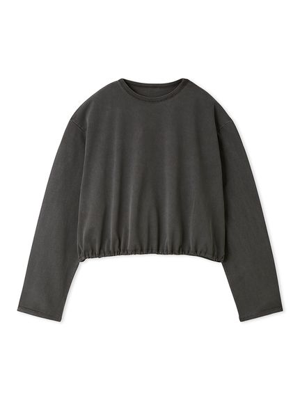 短版抽繩設計長袖T-Shirt 09WCT254157-CGRY