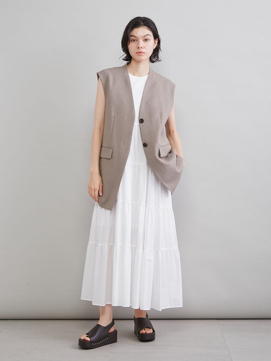 削肩層次設計長版連身裙 09WFO261094