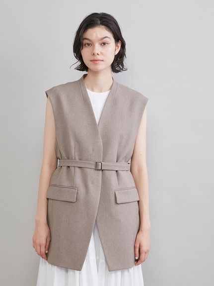 無領寬鬆剪裁背心 (附腰帶)09WFV261013
