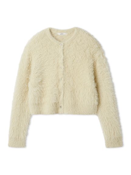 圓領毛絨針織開襟外套 09WND255048