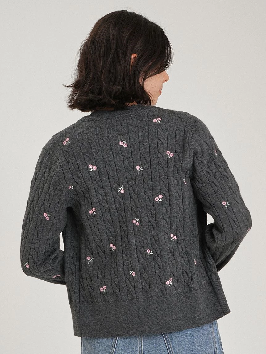 花朵刺繡針織開襟外套 09WND264114