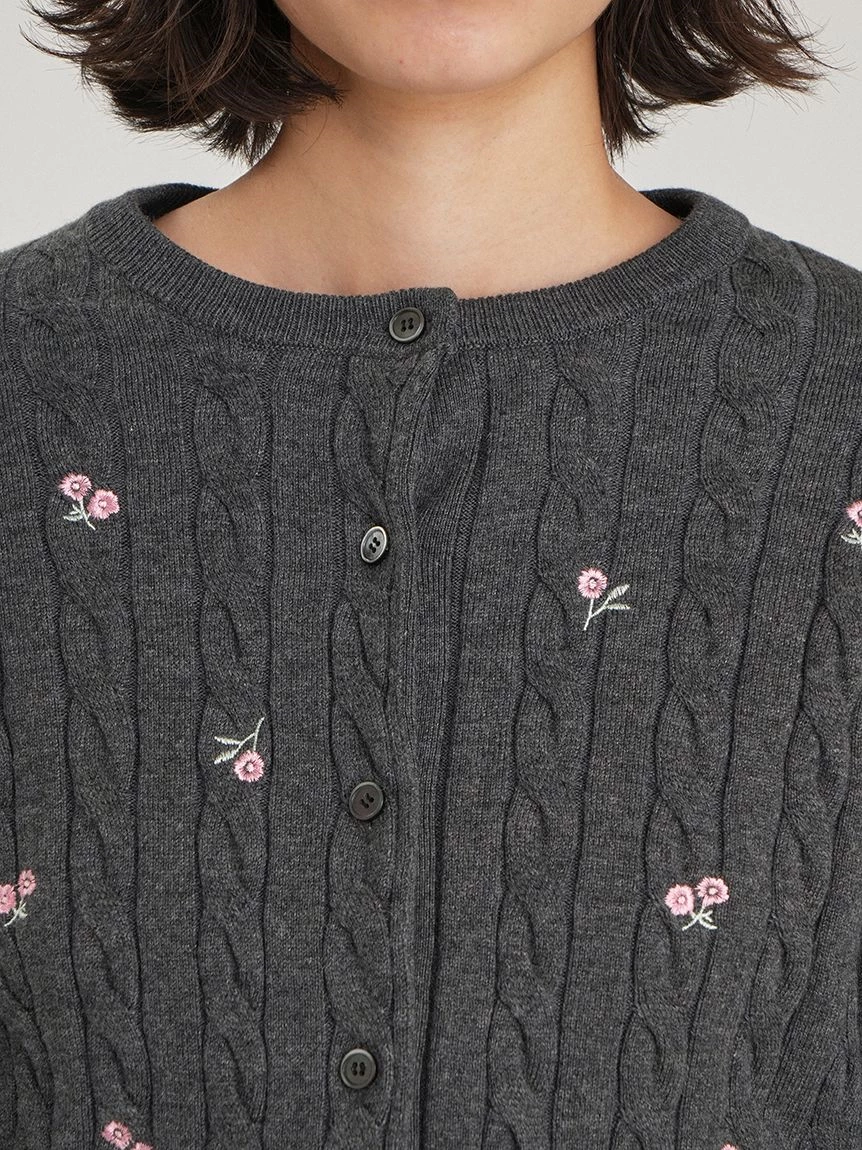 花朵刺繡針織開襟外套 09WND264114