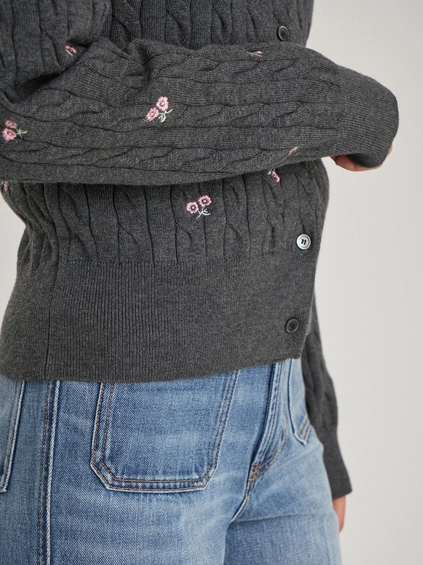 花朵刺繡針織開襟外套 09WND264114