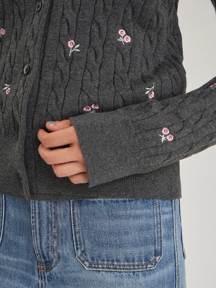 花朵刺繡針織開襟外套 09WND264114