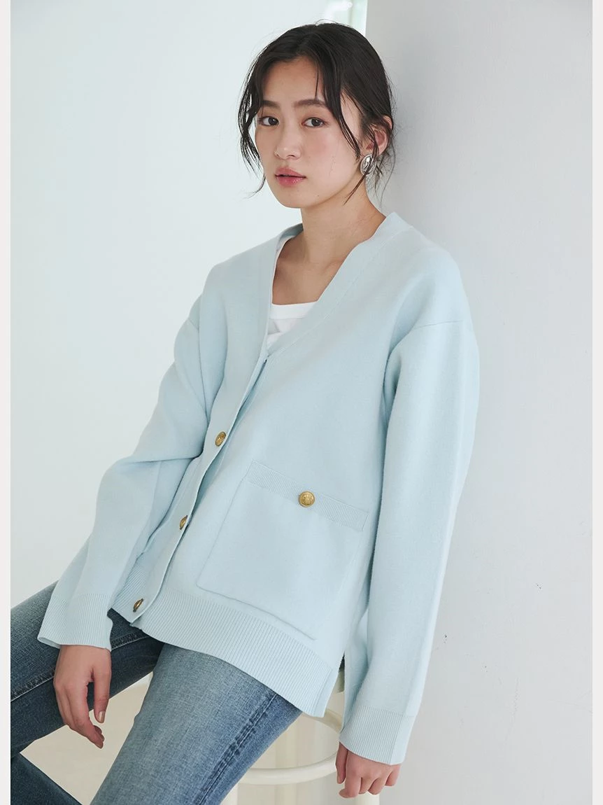 金釦喀什米爾棉開襟外套 09WND264149