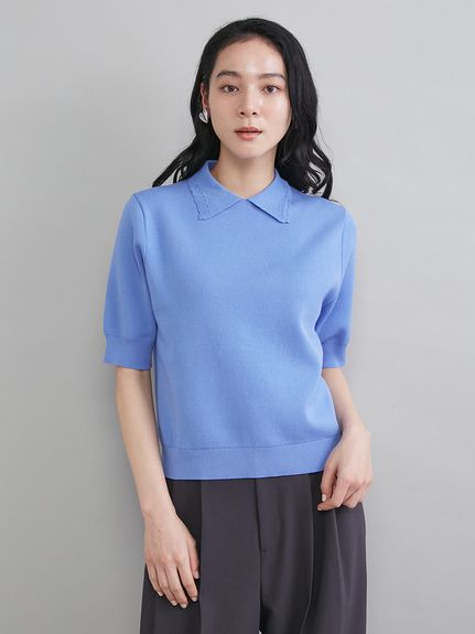 波浪蕾絲領針織上衣 09WNT261083