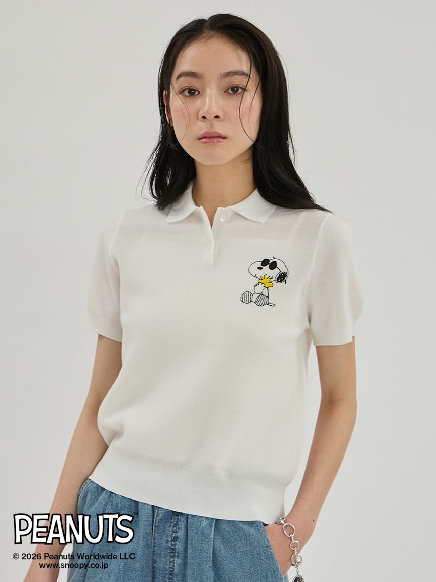 【PEANUTS】刺繡POLO針織上衣 09WNT262153