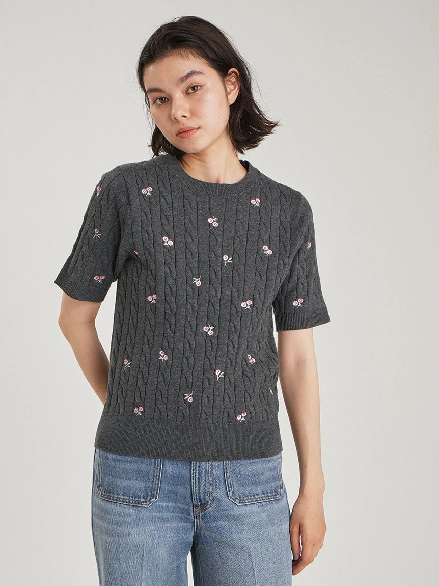 花朵刺繡針織上衣 09WNT264115