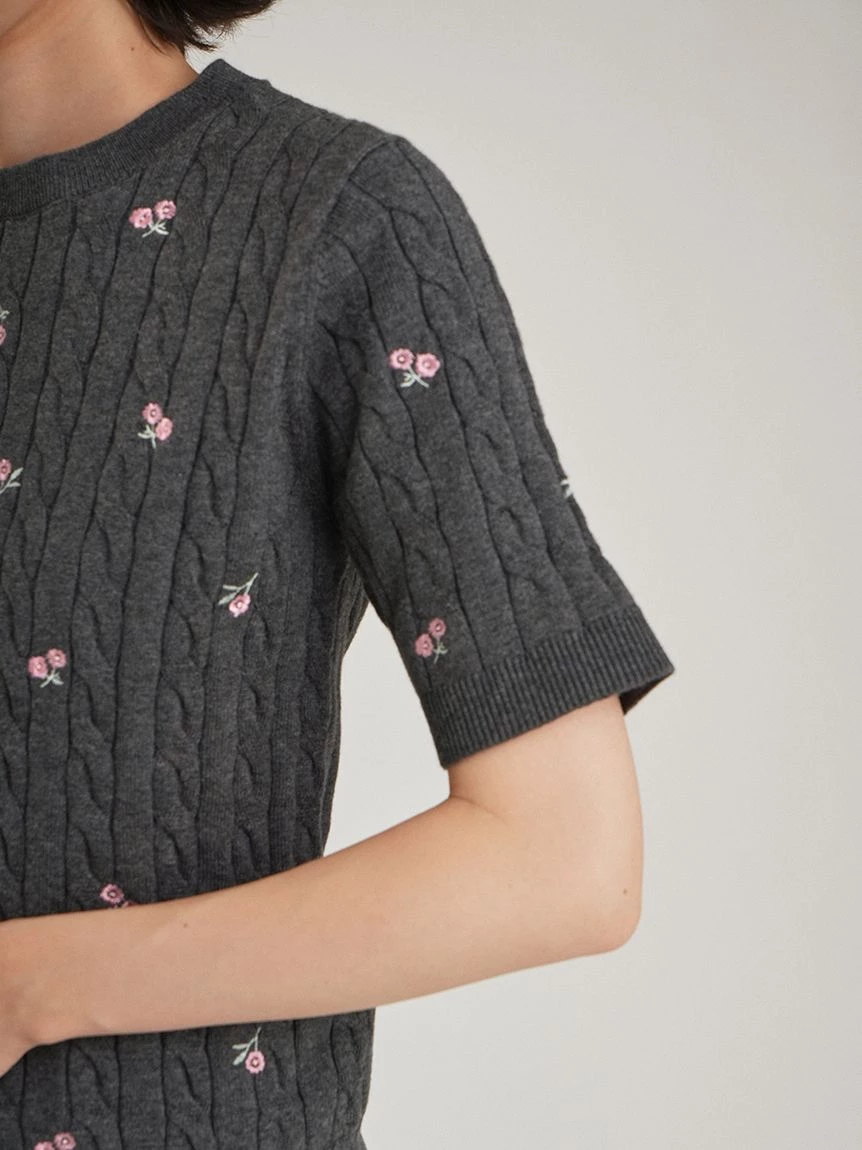 花朵刺繡針織上衣 09WNT264115