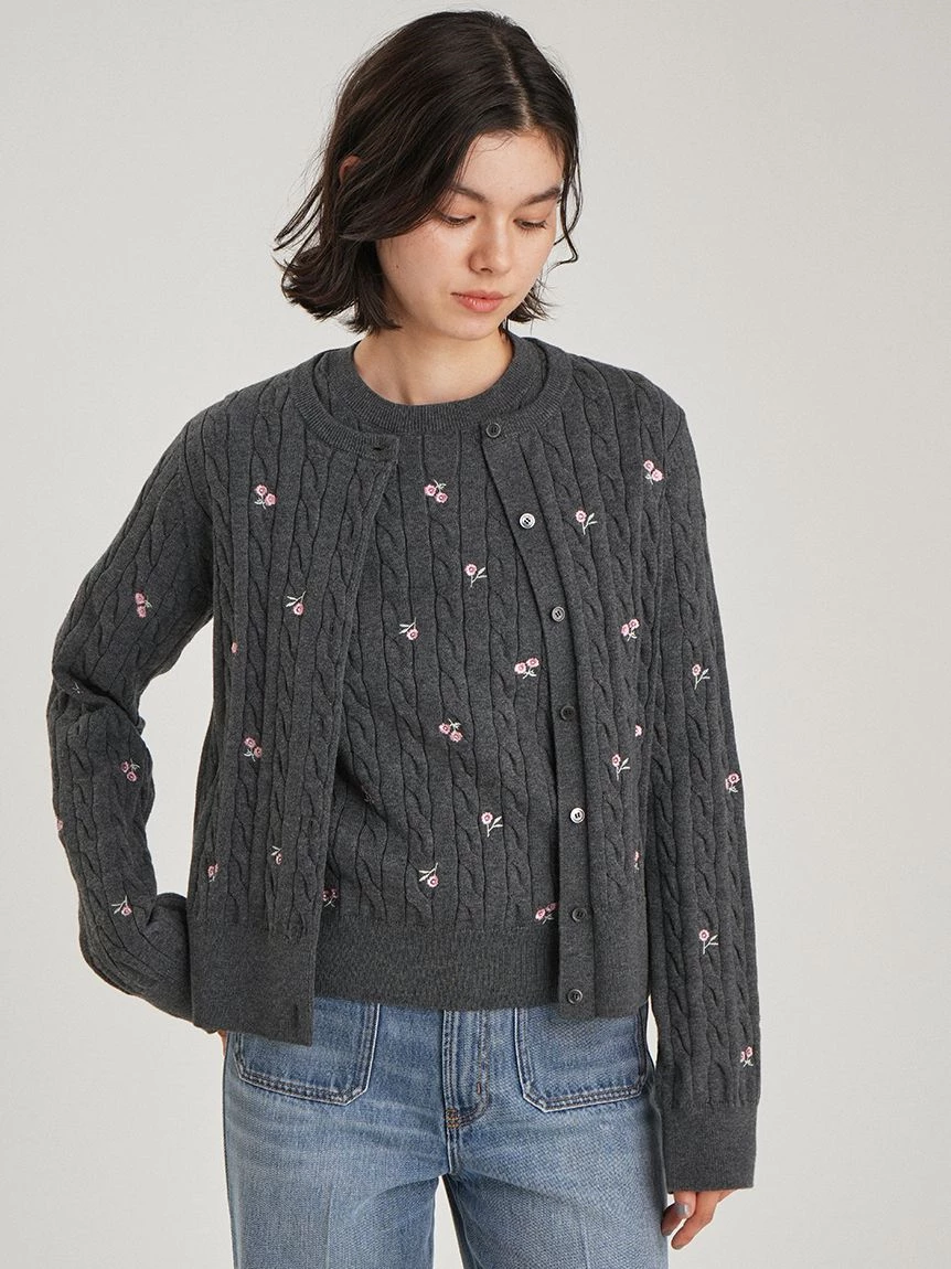 花朵刺繡針織上衣 09WNT264115