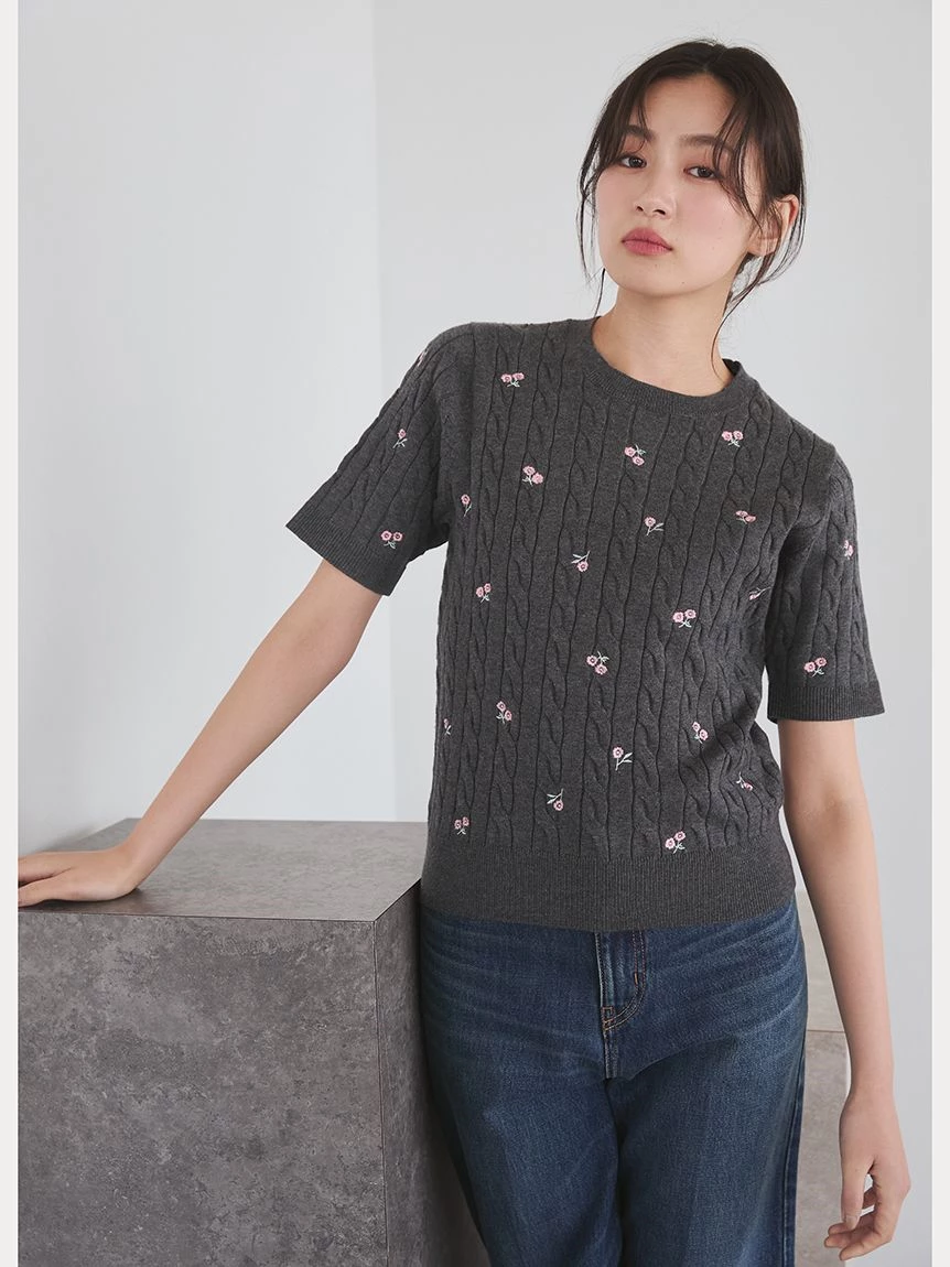 花朵刺繡針織上衣 09WNT264115