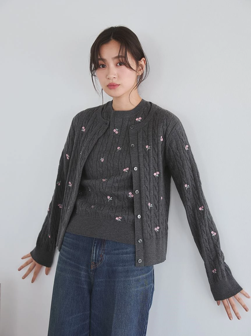 花朵刺繡針織上衣 09WNT264115
