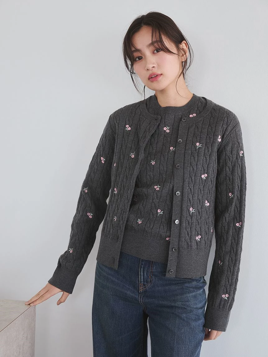 花朵刺繡針織上衣 09WNT264115