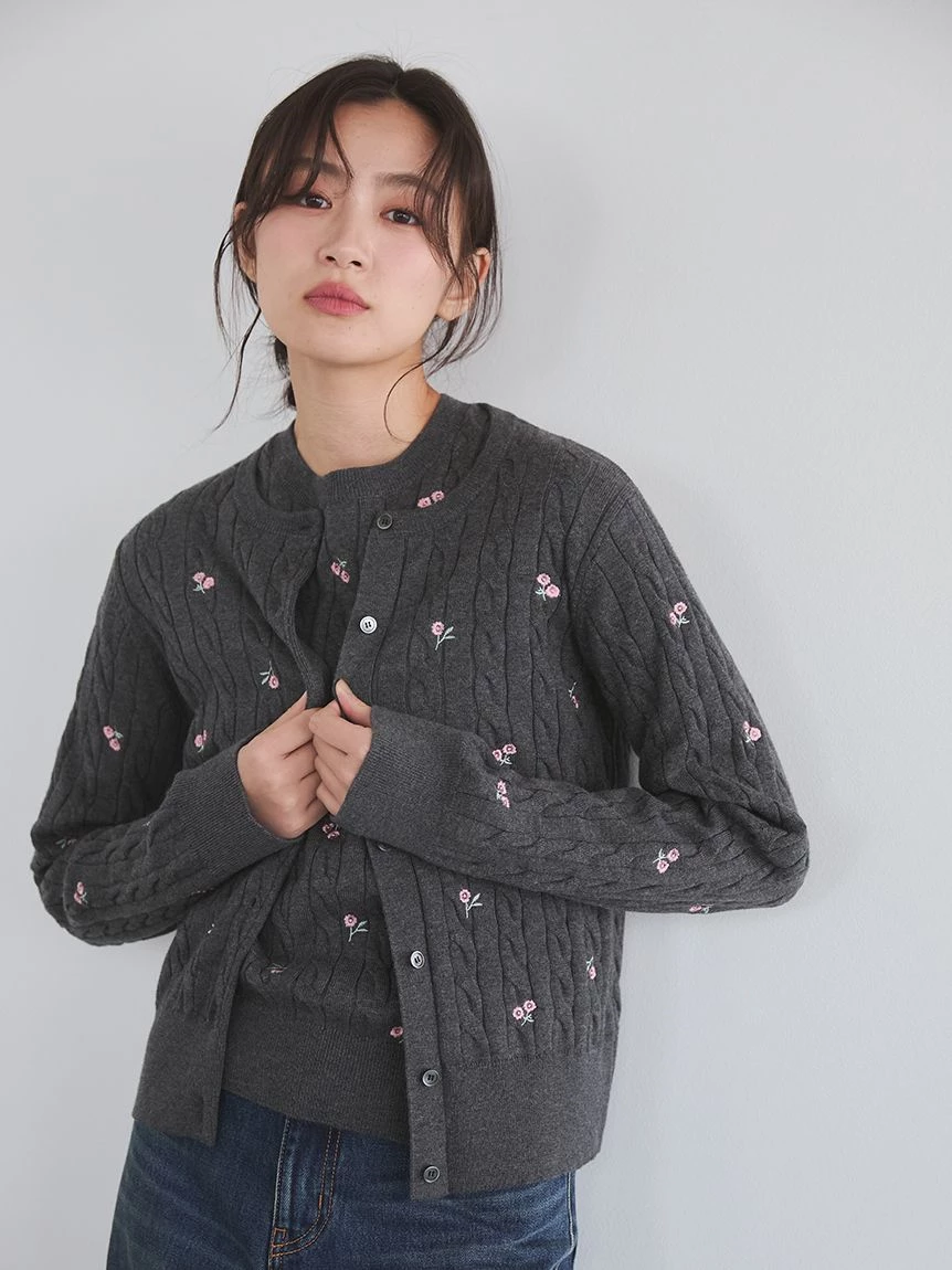 花朵刺繡針織上衣 09WNT264115