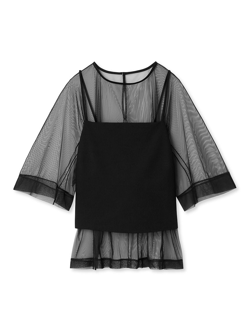 【emmi atelier】附吊帶背心透膚紗上衣 13WCT234049-BLK