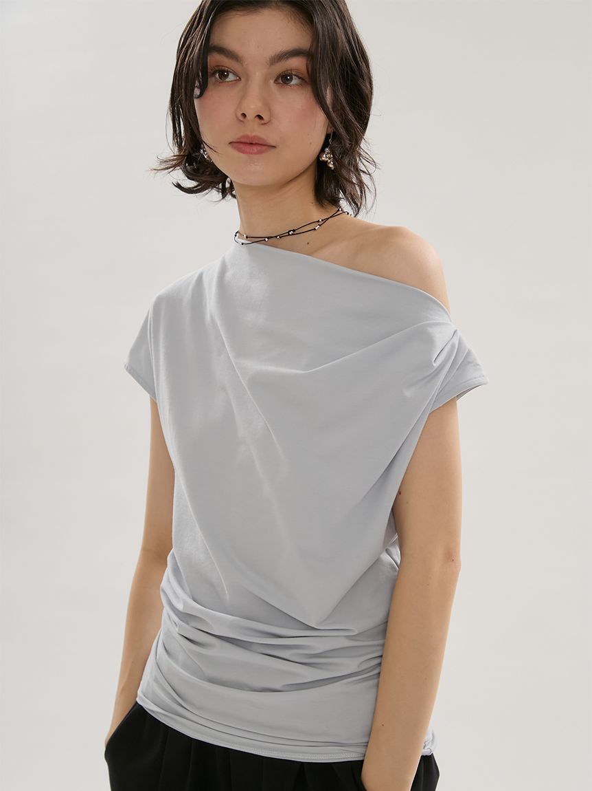【ICEDFABRIC＋(R)】單肩垂墜上衣/接觸冷感 13WCT262064