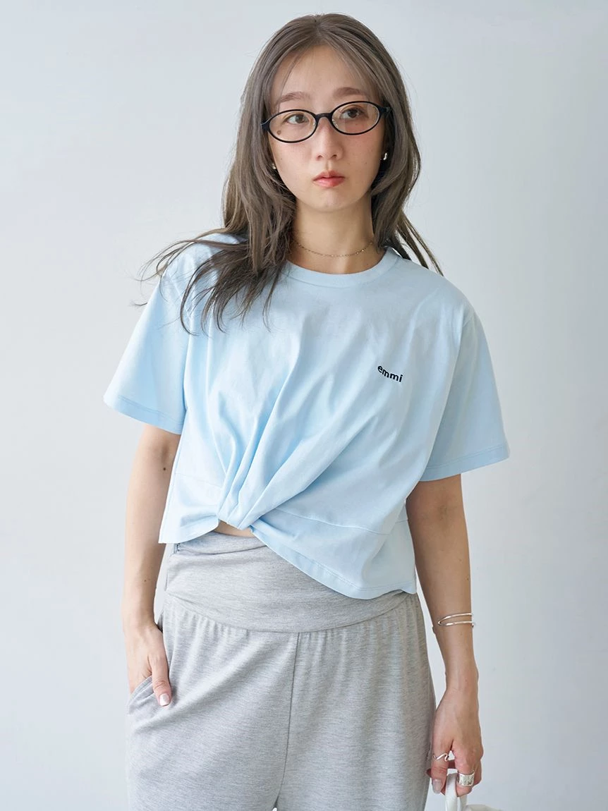 emmi標誌下襬打褶T-Shirt 13WCT264104