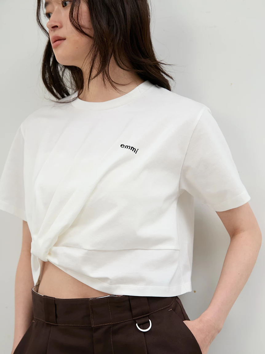 emmi標誌下襬打褶T-Shirt 13WCT264104