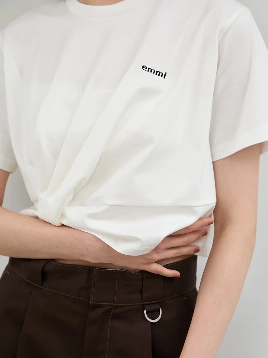 emmi標誌下襬打褶T-Shirt 13WCT264104