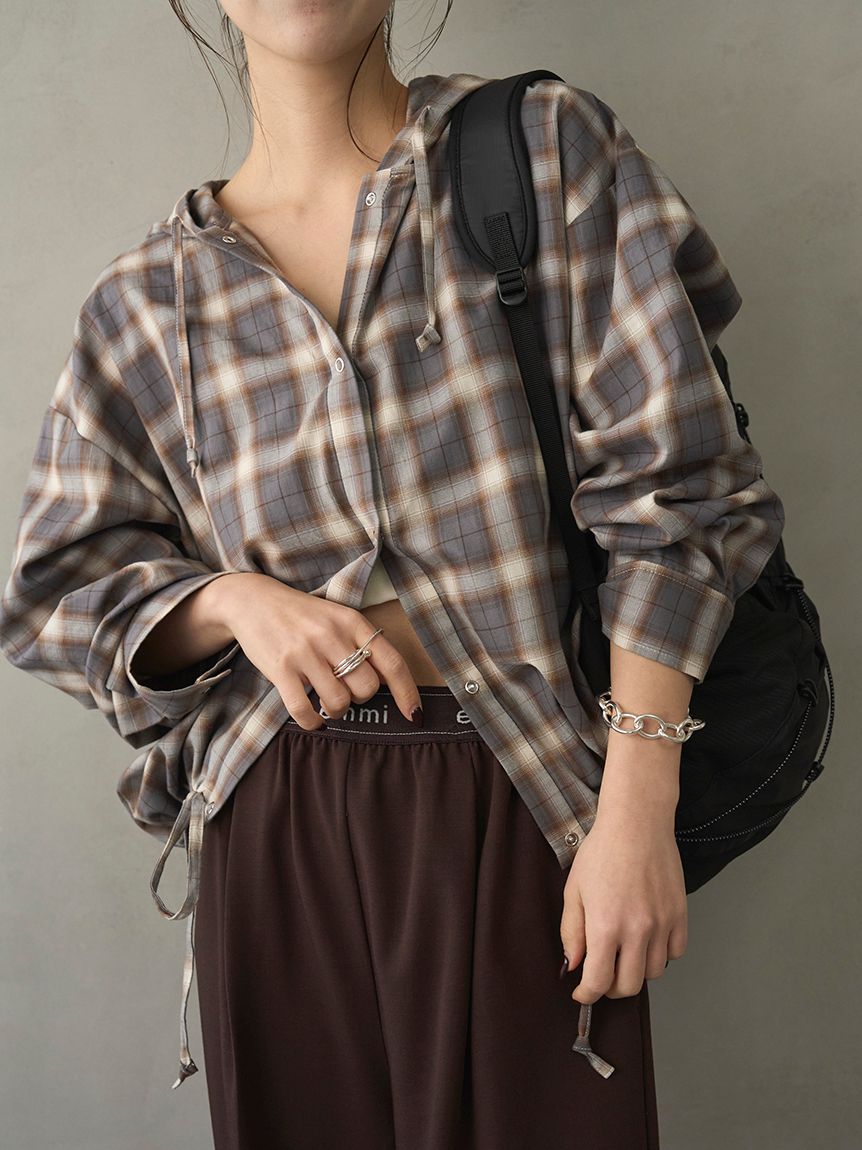 格紋連帽襯衫 13WFB261043