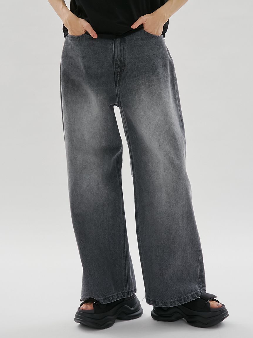 鬆緊腰寬版丹寧長褲 13WFP261078