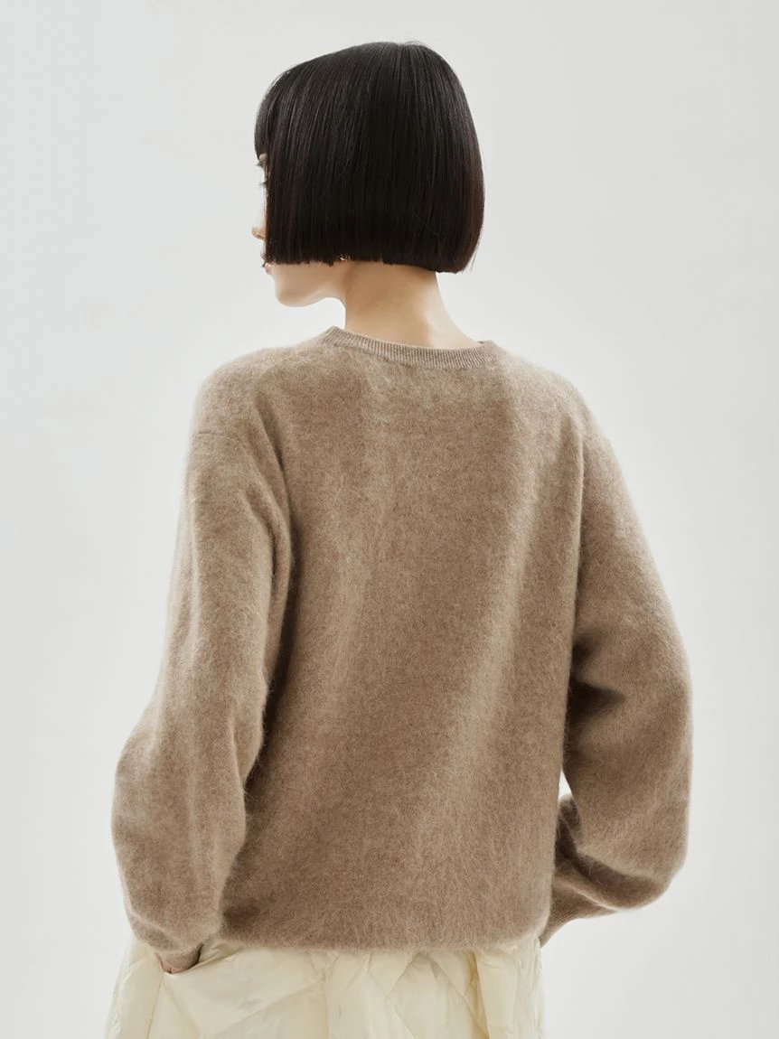 羊毛混紡貂絨觸感針織上衣 13WNT265006