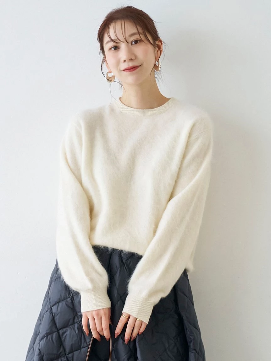 羊毛混紡貂絨觸感針織上衣 13WNT265006