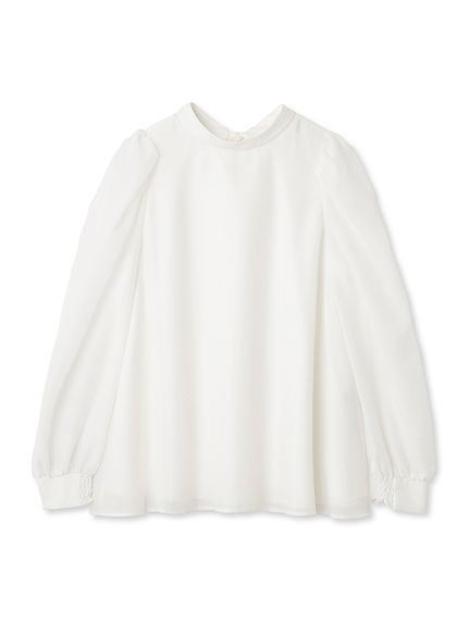 綁帶蓬袖襯衫 CWFB234119-WHT
