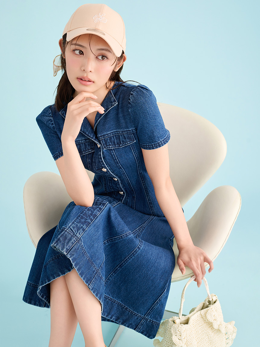 【可水洗】美人魚剪裁牛仔連身裙 CWFO261084