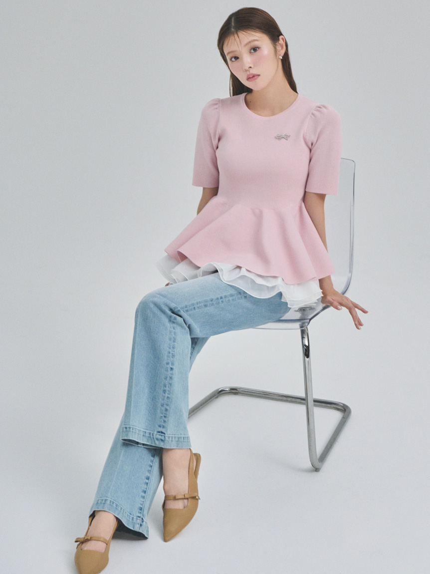 高腰喇叭牛仔褲 CWFP261078