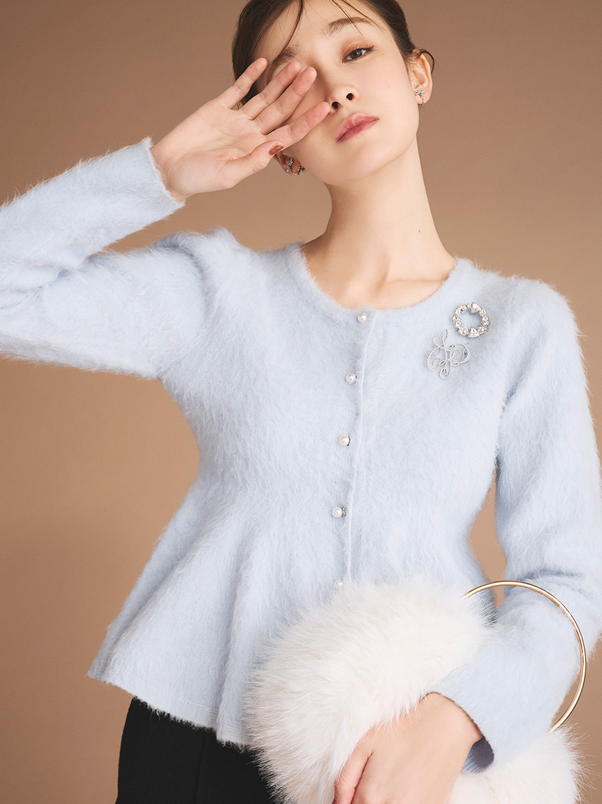 仿毛質感荷葉邊針織外套 CWND255035