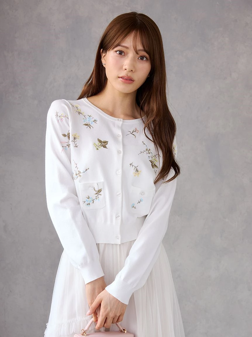 花卉刺繡針織開襟外套 CWND264121
