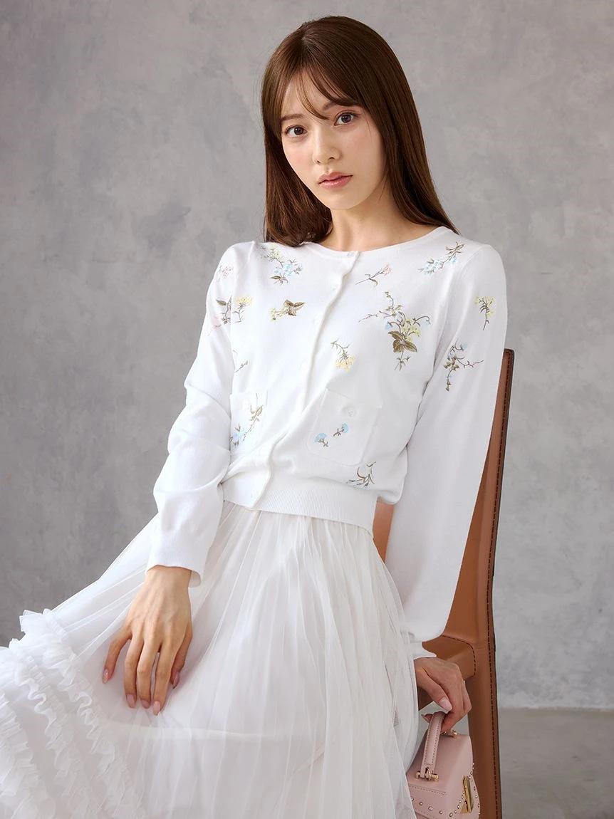 花卉刺繡針織開襟外套 CWND264121
