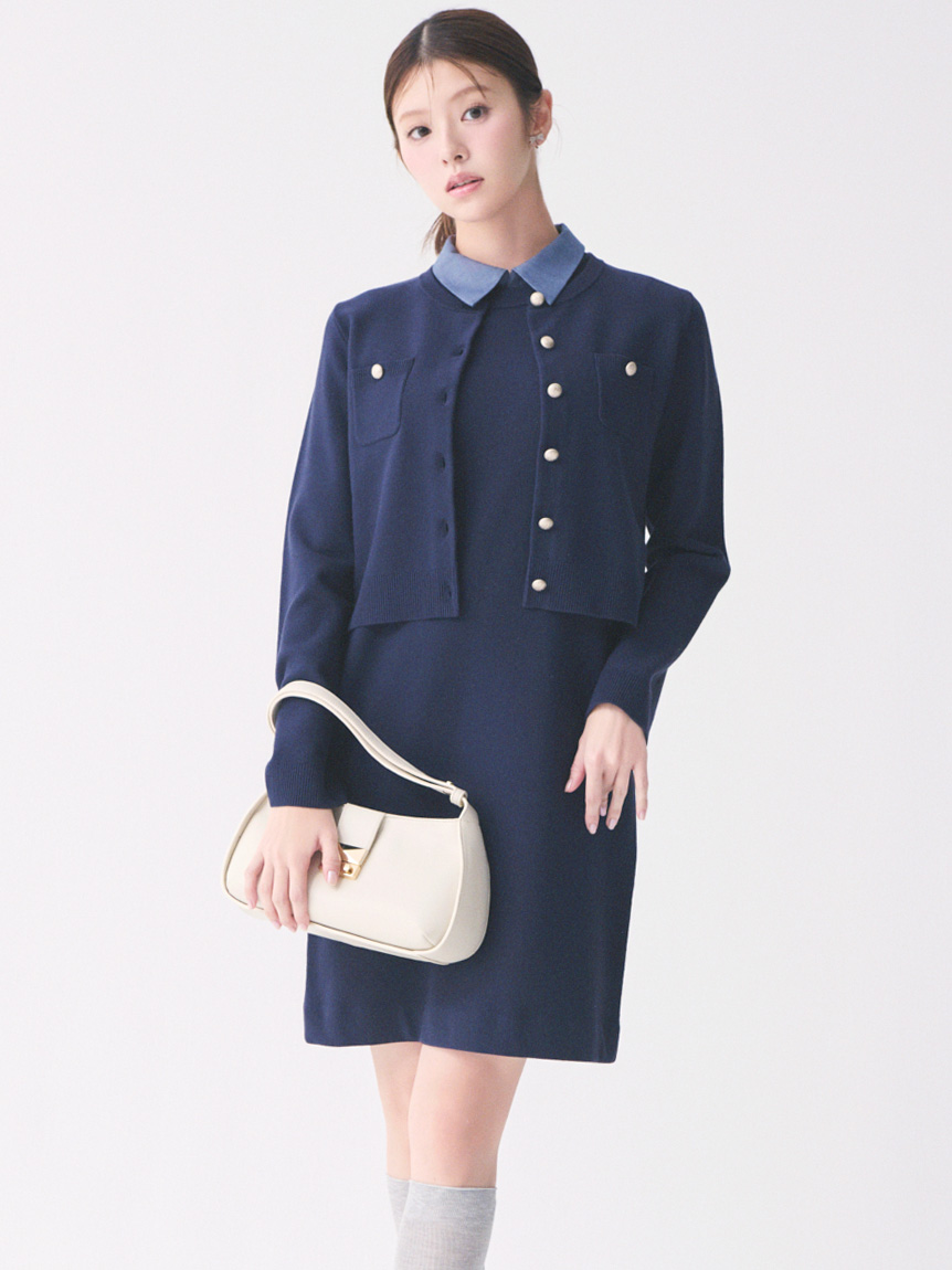 【套裝商品】立領針織連身裙SET CWNO261091