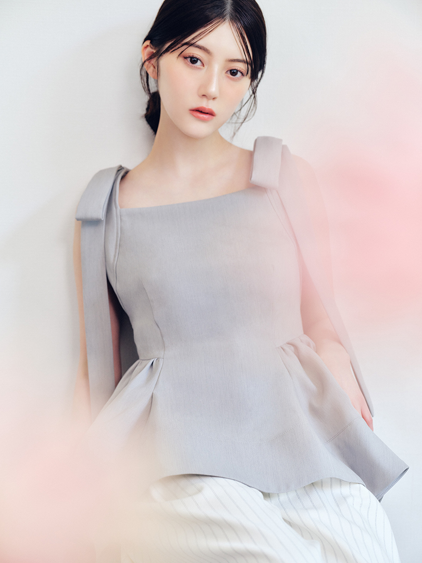 蝴蝶結傘襬上衣/ 可水洗 FWFB261142