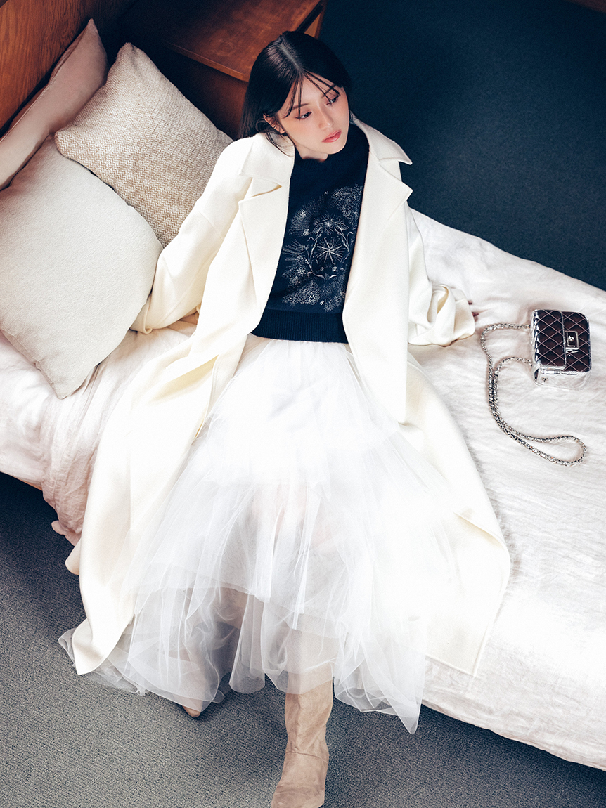 附腰帶長版羊毛大衣 FWFC261001