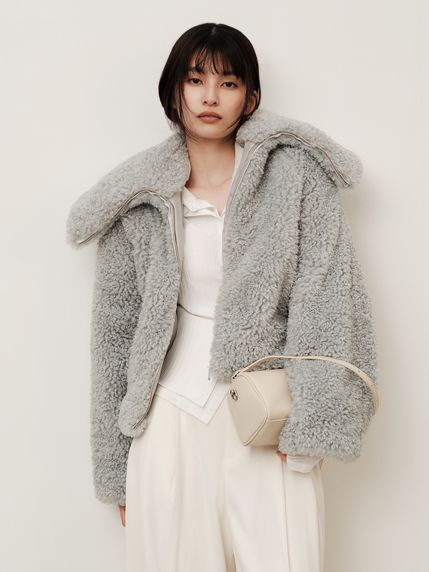 ECOPEL大翻領毛料短版外套 FWFJ254075