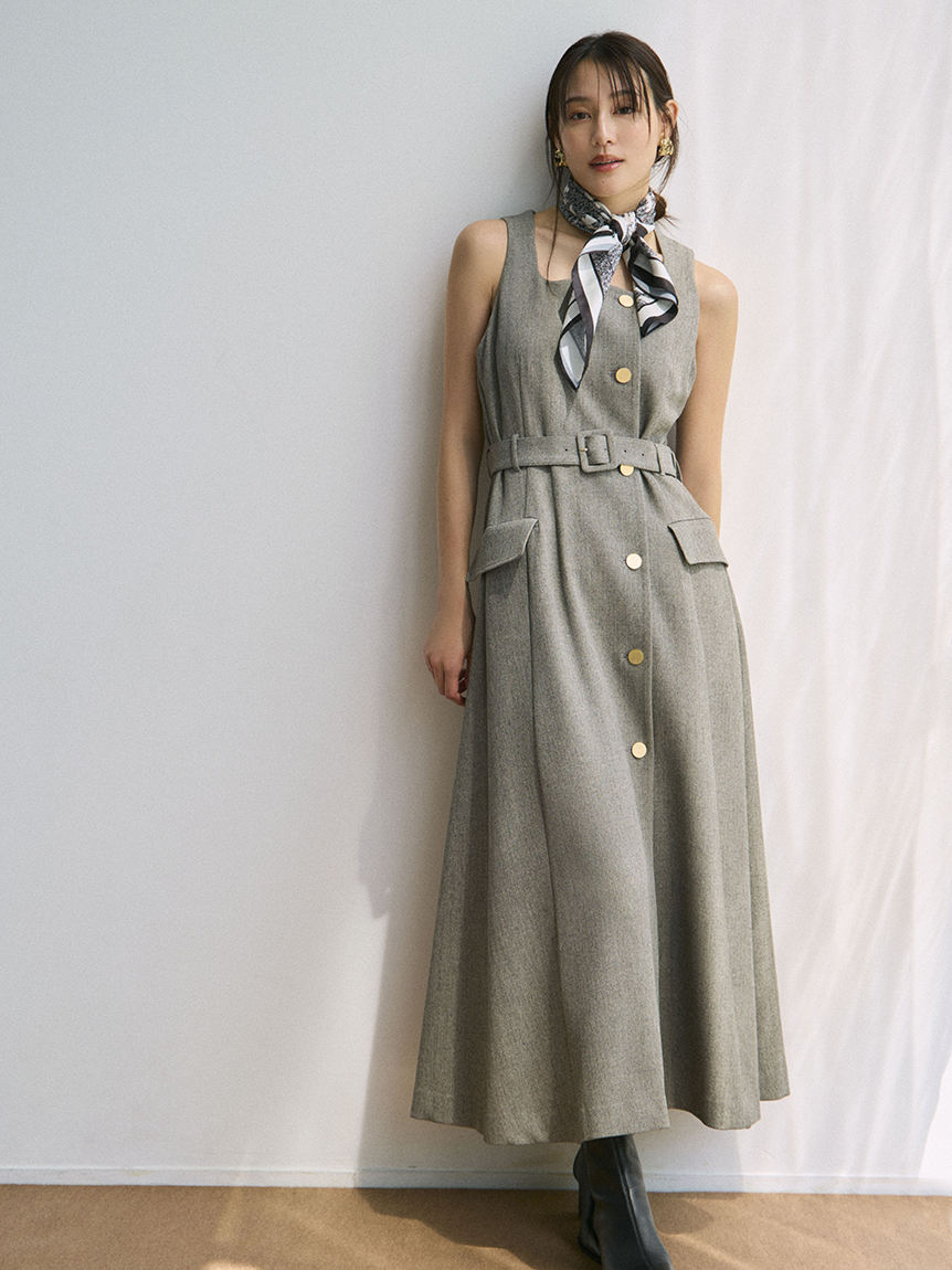 雙人字紋背心連身裙 FWFO254153