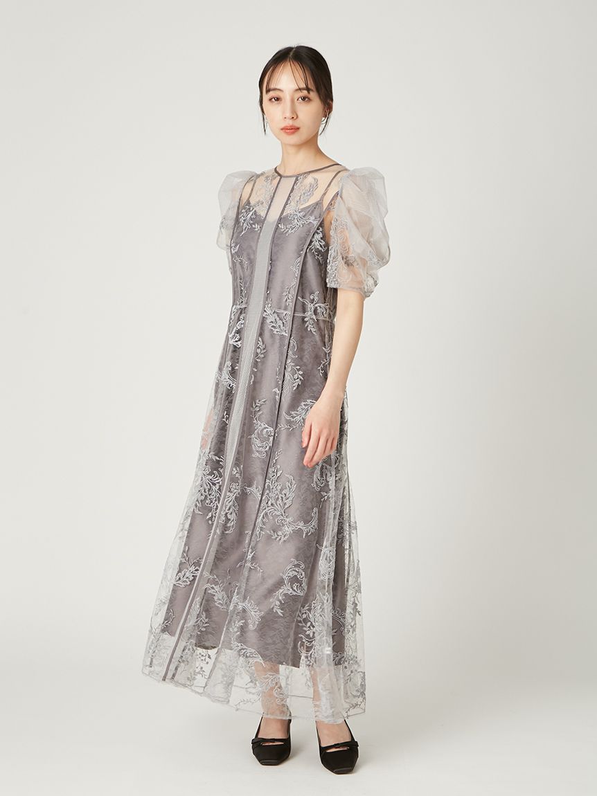 立體花卉蕾絲連身裙 FWFO254501