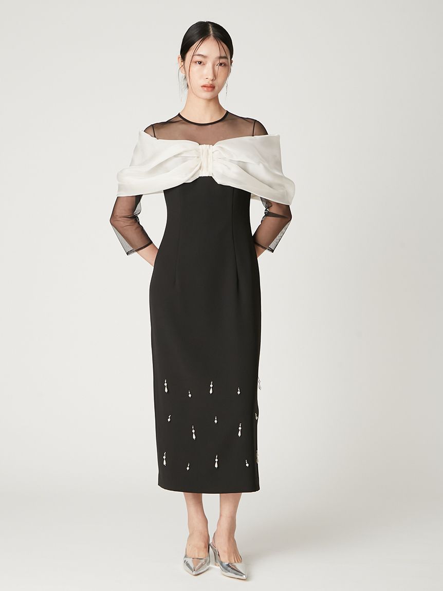 蝴蝶結寶石裝飾連身裙 FWFO255504