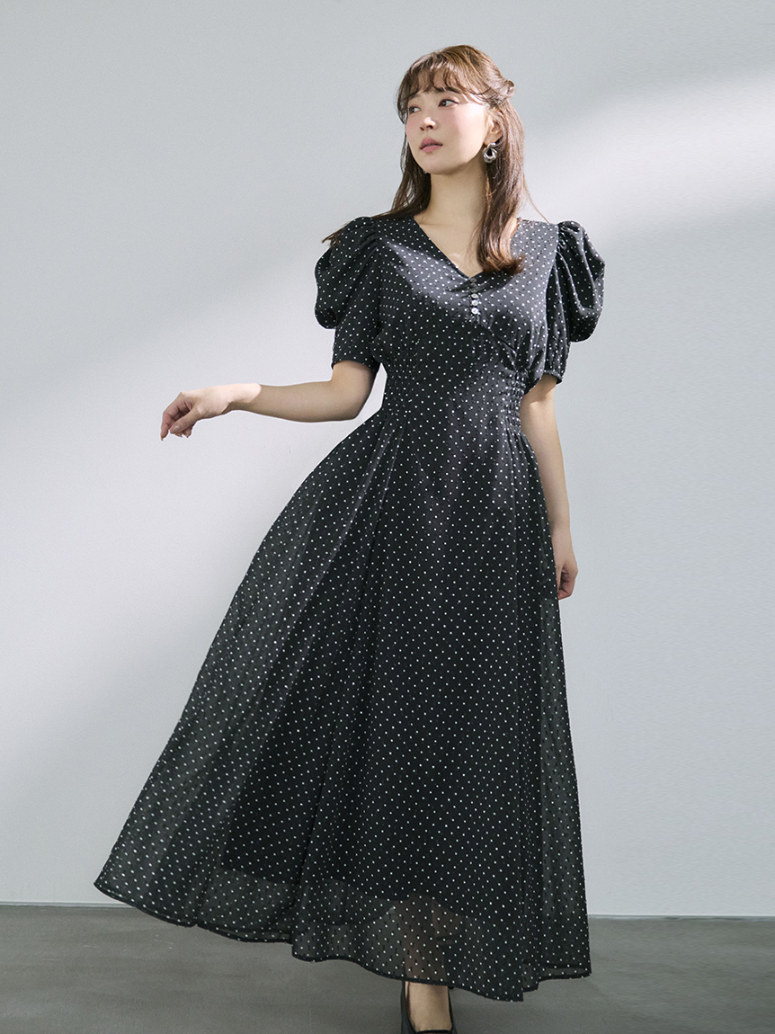 泡泡袖圓點連身裙 FWFO261082