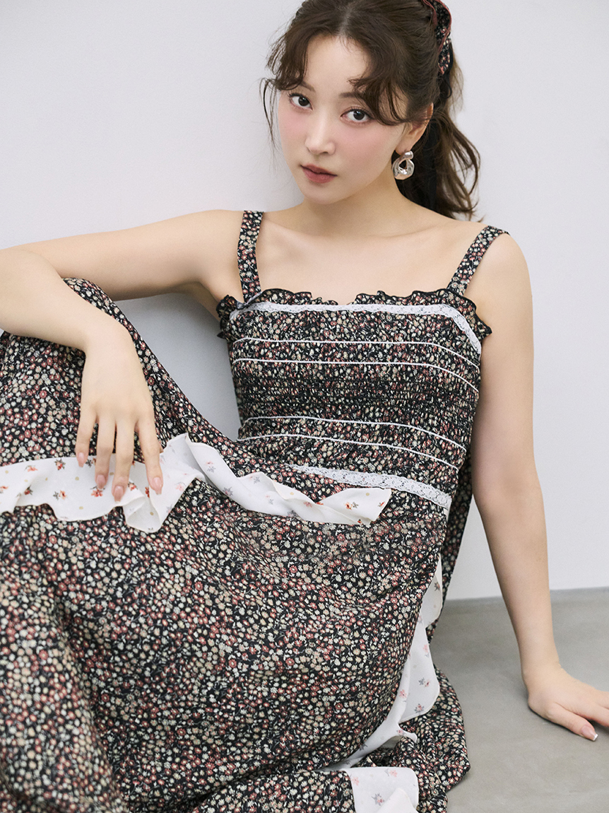 【FRAY I.D MADE WITH LIBERTY FABRIC】荷葉細肩綁帶連身裙 FWFO261811