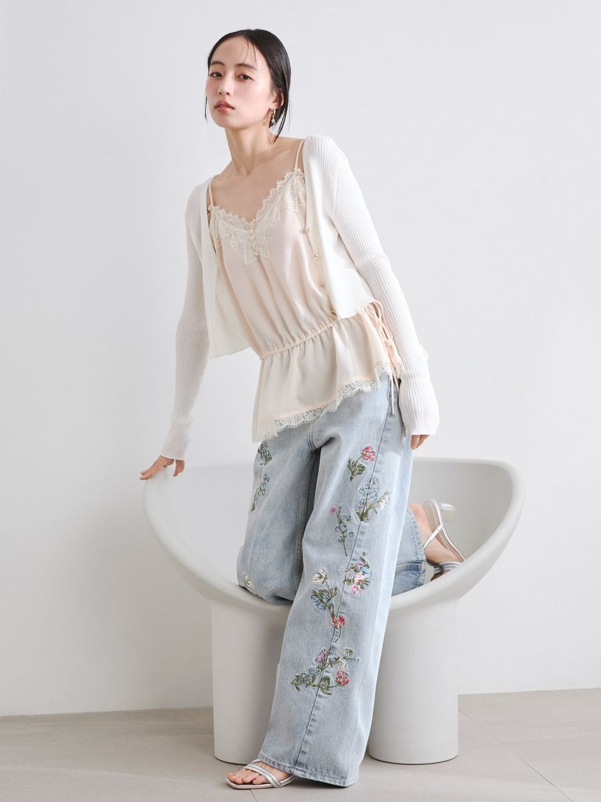 花卉刺繡牛仔褲 FWFP261223