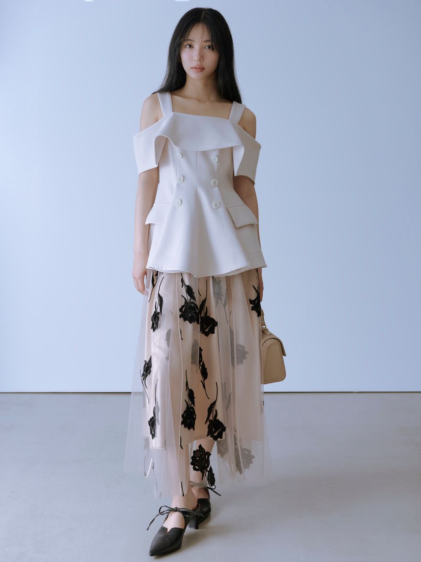 玫瑰花瓣網紗長裙 FWFS254125