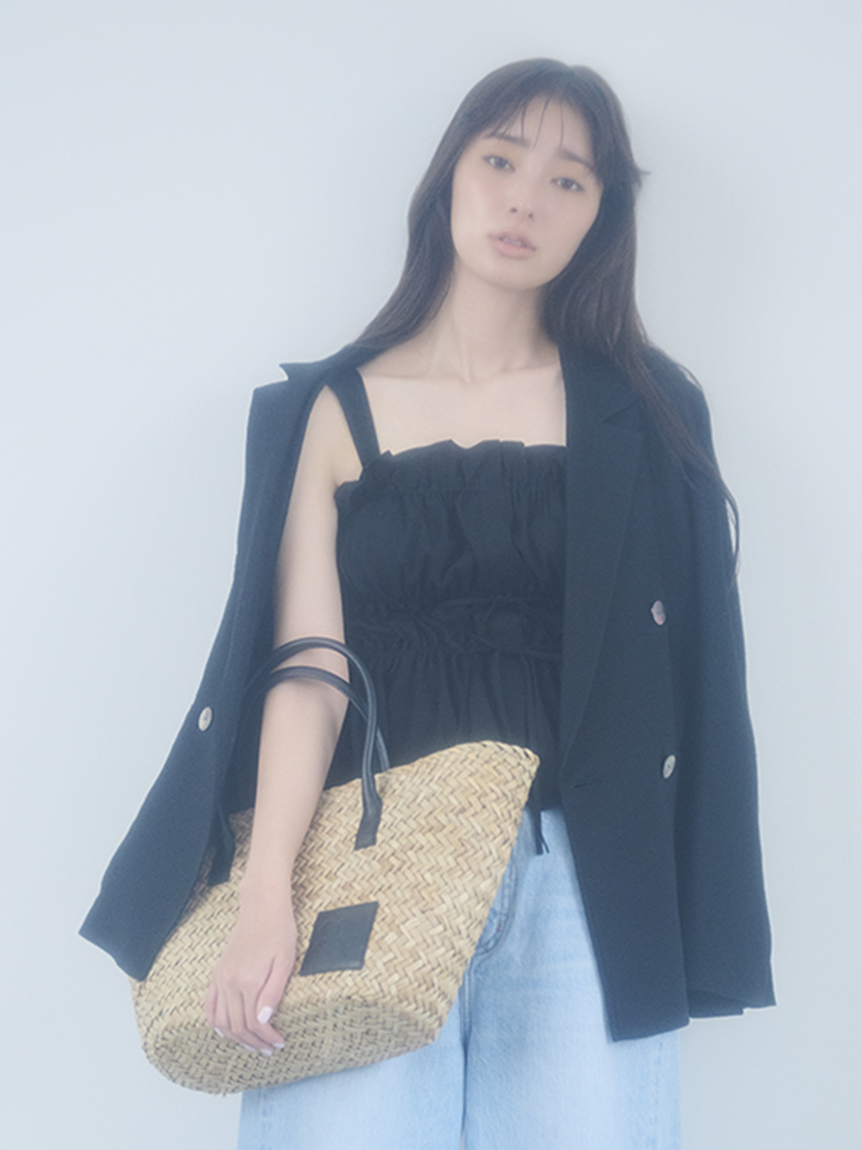 皮標設計編織提籃包 FWGB242301