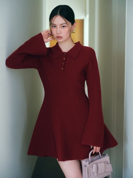 傘狀剪裁針織迷你連身裙 FWNO254262