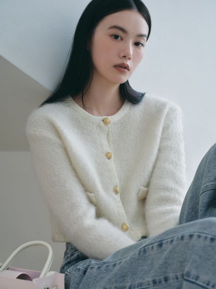 金屬釦短版針織外套 FWNT245096
