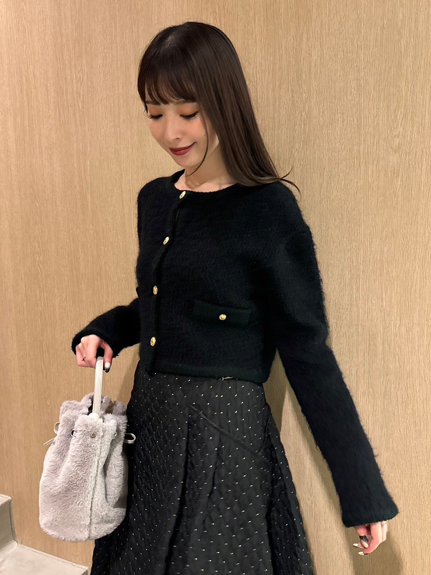 金屬釦短版針織外套 FWNT245096