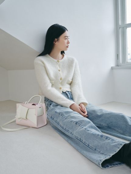 金屬釦短版針織外套 FWNT245096