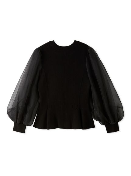 2WAY荷葉邊針織上衣 FWNT251018-BLK